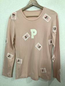 PINKHOUSE ピンクハウス　ワッペン付き　長袖Tシャツ　長袖カットソー　ピンク　レトロ　昭和　ミセス　レディース　古着