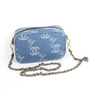 シャネル CHANEL ノベルティ ショルダー付き ポーチ 2way チェーン バッグ デニム スクエア 斜めがけ レディース ブランド ブルー 非売品