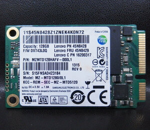 ssd40 SAMSUNG SSD mSATA 128GB MZMTD128HAFV-000L1 中古品