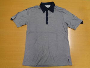 未使用! Yves Saint Laurent Rive GaucheのエレガントなS/S Polo Shirts イタリア製 SIZE L NAVY/WHTストライプ