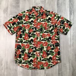 ★激レア★ Fire camo BD 半袖シャツ Mサイズ a bathing ape BAPE Flame エイプ ベイプ アベイシングエイプ ファイヤーカモ NIGO 迷彩 7917