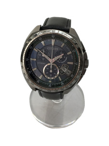 CITIZEN◆ソーラー腕時計/アナログ/レザー/BLU/BLK/SS/H610-T016791