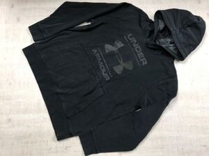 アンダーアーマー UNDER ARMOUR スポーツ ストリート 古着 プルオーバー スウェット パーカー メンズ ロゴプリント 大きいサイズ 2XL 黒