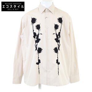 新品同様/国内正規/23年製 PRADA プラダ UCN541 embroidery poplin shirt エンブロイダリー ポプリン 長袖ボタンシャツ M メンズ