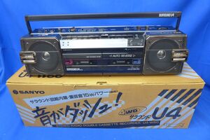 梱四S939●【通電・ラジオ・右側再生OK・左側再生】〈オーディオ〉SANYO サンヨー　U4-W80（黒）　ダブルラジカセ