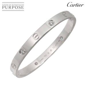 カルティエ Cartier ラブ ブレス ハーフ ダイヤ 4P #16 K18 WG 750 ブレスレット Love Bracelet 90252799