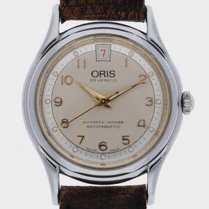 ORIS オリス 25JEWELS　シースルーバック シルバーダイヤル SS/レザー 自動巻き ユニセックス 【125317】