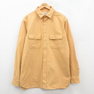 XL/古着 エルエルビーン LLBEAN 長袖 ヘビー フランネル シャツ メンズ 00s ロング丈 コットン 黄 イエロー 24oct02 中古 トップス