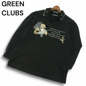 GREEN CLUBS グリーンクラブ × ワーナーブラザーズ ロードランナー★ 通年 長袖 鹿の子 ポロシャツ Sz.4　メンズ 黒　A4T09173_8#C