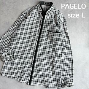 PAGELO パジェロ　長袖シャツ　シャツ　トップス　L ボタン　スタンドカラー　ボタンダウン 長袖　シャツ