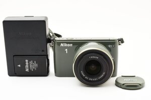 Nikon 1 S1 カーキ 1011万画素 + 1 NIKKOR VR 10-30mm F3.5-5.6 標準ズームレンズキット [美品] ストラップ キャップ 充電器 バッテリー