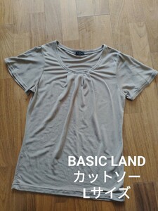 美品 BASIC Land レディース 半袖 カットソー 無地 ブラウン L