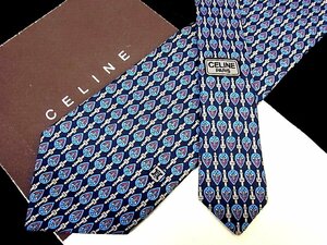 ♪今週の特売980円～♪3133♪良品【CELINE】セリーヌ【ベルト デザイン ロゴ入 柄】ネクタイ♪