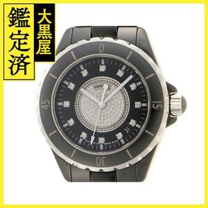 CHANEL シャネル　J12 38　センターダイヤ　H1757　黒　セラミック　自動巻き【208】2146000346361