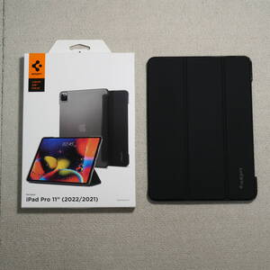 【美品】 Spigen iPad Pro 11 ケース リキッド・エアーフォリオ ブラック ACS05466 三つ折り スタンド カバー オートスリープ