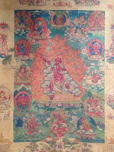 卍西蔵密教　 『忿怒尊 掛軸』 　細密画　チベット 仏画 175cm
