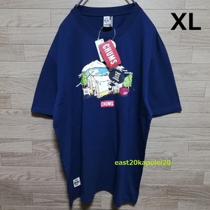 新品 CHUMS LAKESIDE CAMP チャムス レイクサイド キャンプ ブービー メンズ ウェア トップス 半袖 Tシャツ XL ネイビー 未使用 アウトドア