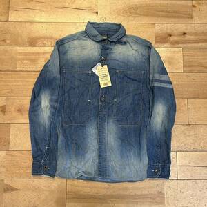 ★桃太郎ジーンズ/MOMOTARO JEANS/デニムシャツ/長袖/デニム/シャツ/インディゴ/メンズ/Lサイズ/新品/新品未使用