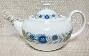 廃盤 ウェッジウッド クレメンタイン ティーポット Wedgwood Clementine TEA POT ヴィンテージ レトロ ブルー 花柄 直径約26cm 貴166 三