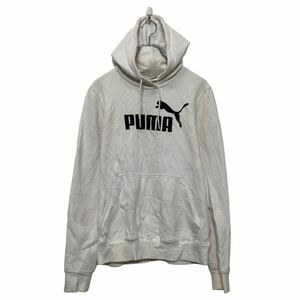 PUMA プリント スウェット パーカー プーマ M ホワイト ラグラン 古着卸 アメリカ仕入 a606-5903