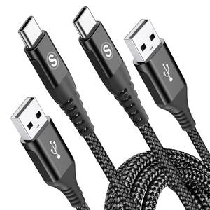 USB Type C ケーブル【2M/2本セット】Sweguard USB-A & USB C ケーブル【QC3.0対応急速充電】タイプc 充電ケーブル iPhone 16/iPhone 15