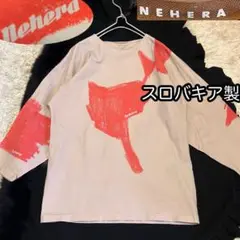 希少【NEHERAネヘラ】ドルマン系 Tシャツ カットソー ストレッチ ペイント