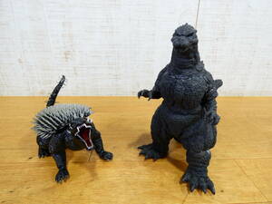 ◎ジャンク 海洋堂 GODZILLA/ゴジラ ソフビフィギュア 破壊神 ゴジラ＆暴竜 アンギラス 2体セット まとめて 全長約35cm/全長約25cm ＠80(5)