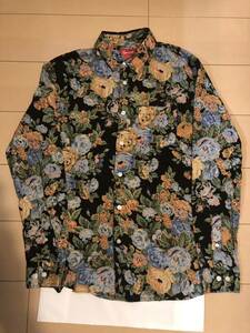 Supreme シュプリーム 長袖シャツ 14AW Flowers Shirt 花柄 ブラック 黒 S フラワー