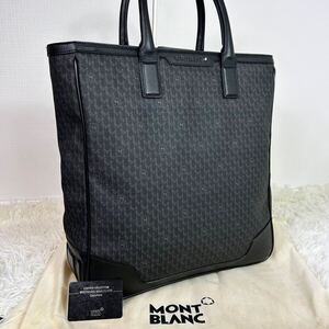 【入手困難 未使用級】定価約20万 モンブラン Mont Blanc トートバッグ A4◎ 肩掛け◎ ビジネス 総柄 本革 レザー メンズ ロゴ 黒