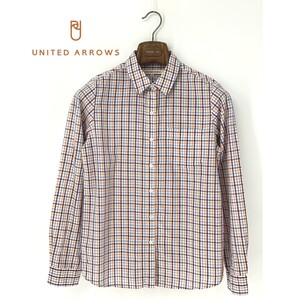 A9370/極美品 春夏 UNITED ARROWS ユナイテッドアローズ コットン リネン チェック カジュアル 長袖 シャツL程 40 マルチカラー レディース