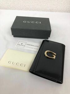 GUCCI グッチ　黒　レザー　キーケース　6連　箱付