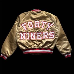 90s NFL SANFRANCISCO 49ERS サンフランシスコフォーティナイナーズ ナイロンスタジャン アワードジャケット Chalk Line USA製　サイズL