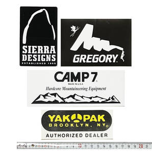 ■米国アウトドアーブランド CAMP7/GREGORY/SIERRA DESIGNS/YAKPAKステッカー4種セット■