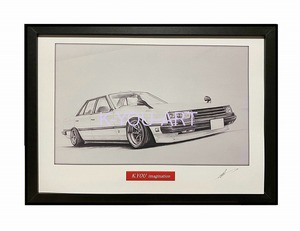 日産 NISSAN R30 RS 4ドア前期 【鉛筆画】名車 旧車 イラスト A4サイズ 額付き サイン入り