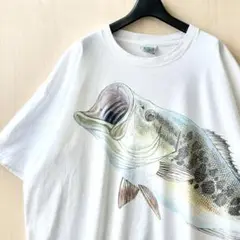 90s USA製古着　ヴィンテージ　Tシャツ　アート　様々なバス　魚　イラスト