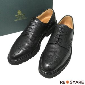 美品 CROCKETT＆JONES クロケット&ジョーンズ PEMBROKE2 ペンブローク2 フルブローグ メダリオン レースアップ ダービー シューズ 46893