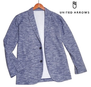 新品!! ユナイテッドアローズ 2B スラブ生地 カット テーラードジャケット ブルー (XL) UNITED ARROWS メンズ ストレッチ カーディガン LL