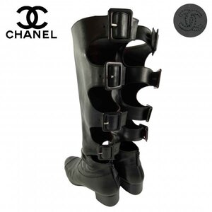 ★激レア/美品★ CHANEL シャネル ココマーク カール・ラガーフェルド 2007年秋冬コレクション ヴィンテージ ニーハイブーツ ブラック 23cm