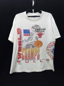 [90s] SALEM Chicago Bulls NBA セーラム シカゴブルズ 半袖Tシャツ 白 ホワイト XL プリント ヴィンテージ 古着 店舗受取可