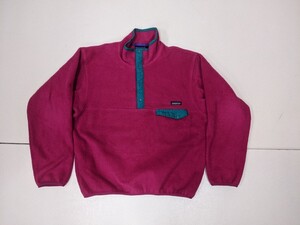 4．USA製 パタゴニア 90s ロゴ ヴィンテージ シンチラ スナップT ハーフボタン プルオーバー フリース シャツ Patagonia メンズLy506