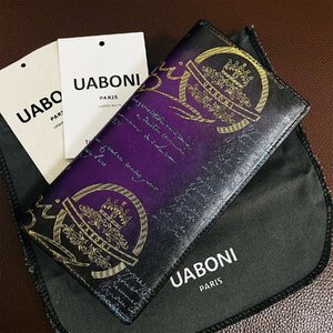 特注限定品 EU製＆定価17万◆UABONI*ユアボニ*幻のパティーヌ*二つ折り長財布*EU製◆カリグラフィー ゴールド 牛革 手染 ハンドメイド 紳士