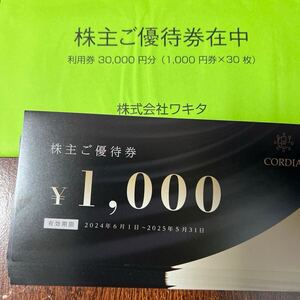 【匿名配送・送料無料】ワキタ　30000円分(1000円×30枚) 2025.5.31まで