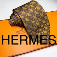 新品同様 箱付き★ HERMES 馬柄ネクタイ 匿名配送