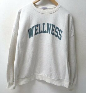 ◆reca カレッジプリント WELNESS クルーネック スウェット トレーナー グレー サイズF　レカ