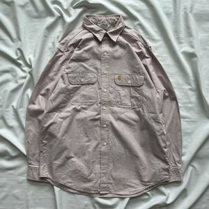 【USA製】 アメリカ製 カーハート carhartt 長袖シャツ 古着 ストライプ 刺繍ロゴ XLサイズ 星タグ 送料込