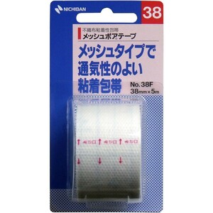 10個セット ニチバン メッシュポア テープ 不織布粘着包帯 No.38F 幅38mm×5m まとめ売り 貼る包帯