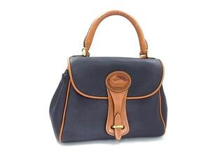 1円 ■美品■ DOONEY&BOURKE ドゥーニーアンドバーク レザー ワンハンドル ハンドバッグ レディース ネイビー系×ブラウン系 FH3304