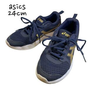 asics アシックス 24cm スニーカー ネイビー ランニング スポーツ