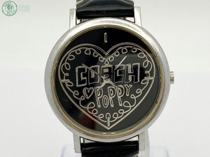 BA0604001　◇ COACH コーチ Poppy Heart ポピーハート EST.1941 QZ QUARTZ クォーツ 純正ベルト アナログ シルバー ラウンド 腕時計 中古