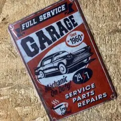 GARAGE FULL SERVIS ブリキ看板